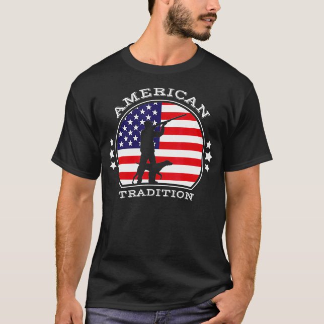 T-shirt Classique Patriotique American Flag Chasse aux ois (Devant)