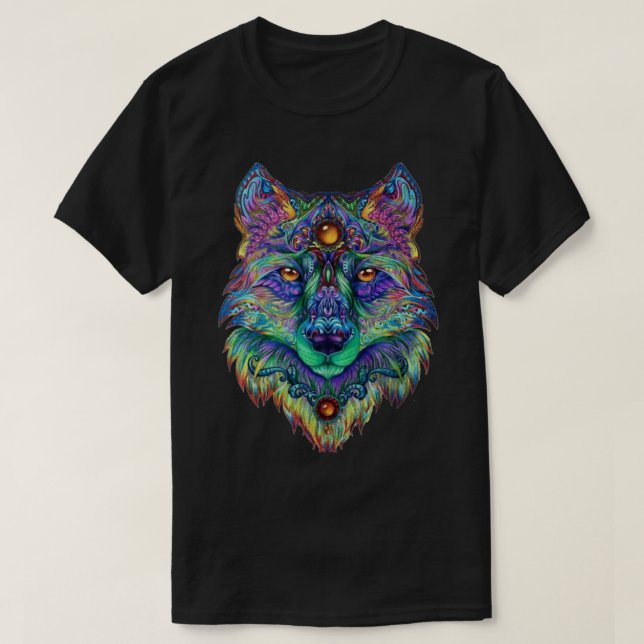 T-shirt classique psychédélique Wolf (Design devant)