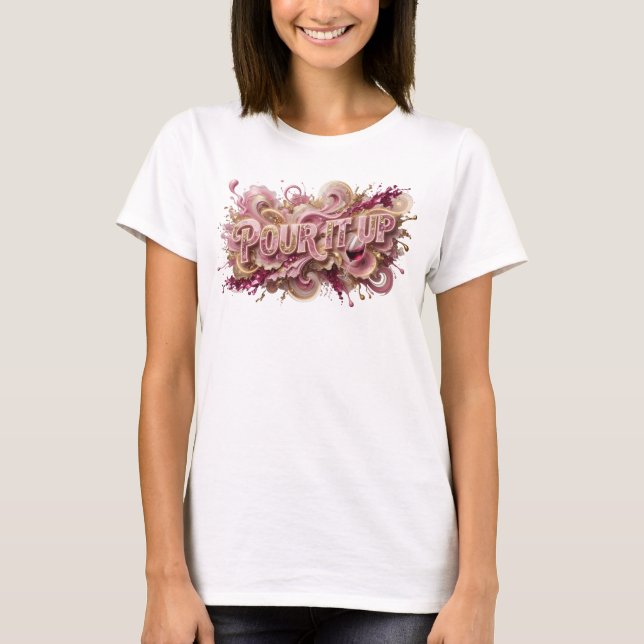 T-shirt Classique Rose POUR IT UP Art Porter (Devant)