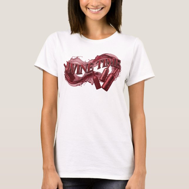 T-shirt Classique Rouge WINE TIME Texte en 3D (Devant)