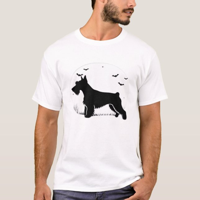 T-shirt classique silhouette lune Halloween chien  (Devant)