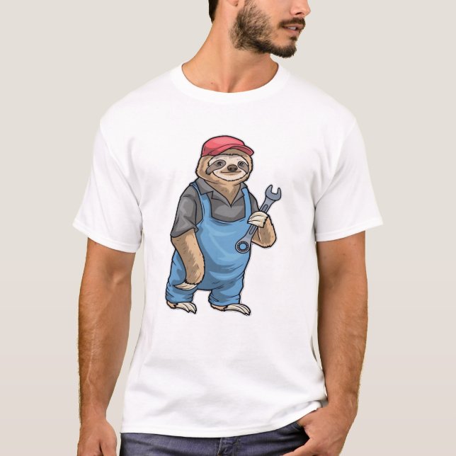 T-shirt classique Sloth Mechanic Wrench (Devant)