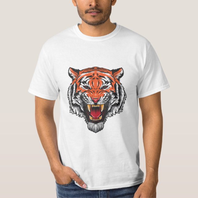 T-shirt classique tigre en colère (Devant)