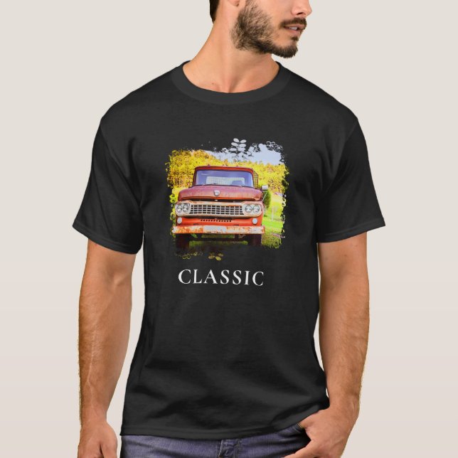 T-shirt *~* Classique Vintage antiquité Rouille CAMION rou (Devant)