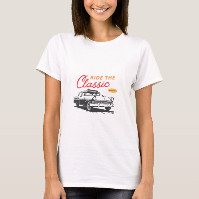 T-Shirt Classique Voiture – Graphique Rétro Voitur (Devant)