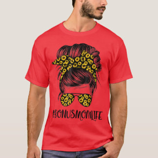 T-shirt Classy Bonus Maman Vie Messy Cheveux Bun Tournesol