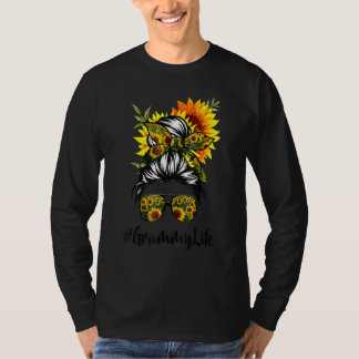 T-shirt Classy Grammy Life Messy Cheveux Bun Sunflower Mèr
