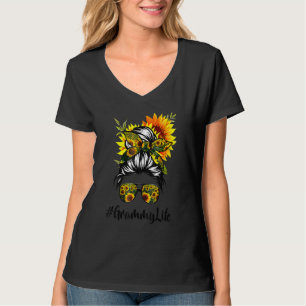 T-shirt Classy Grammy Life Messy Cheveux Bun Sunflower Mèr