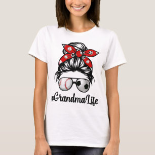 T-shirt Classy Grandma Life Soccer Messy Bun Baseball Moth