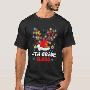 T-shirt Claus de 4e année Santa Hat Reindeer Noël Lumière