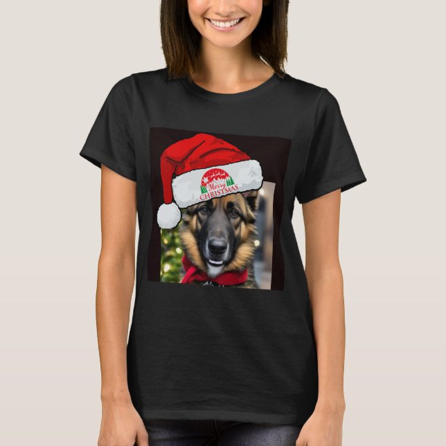 T-shirt claus de chien, Chien père Noël filles, Noël (Devant)