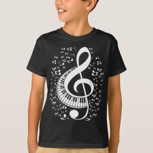 T-shirt Clavier Clé Treble Classique Notes de musique Pian