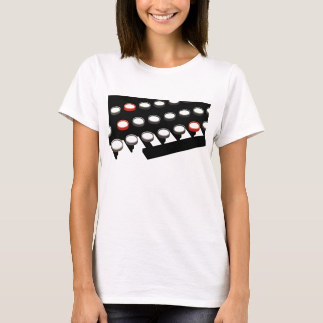 T-shirt Clavier de machine à écrire ancienne de style rétr (Devant)