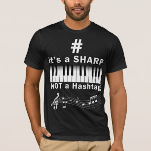T-shirt Clavier de musicien de piano de Sharp not Hashtag