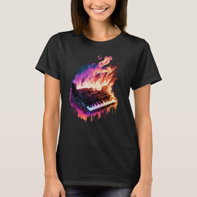 T-shirt Clavier de piano au feu 1 (Devant)