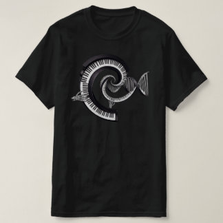T-shirt Clavier de Piano Spirale d'ADN Main de Squelette D