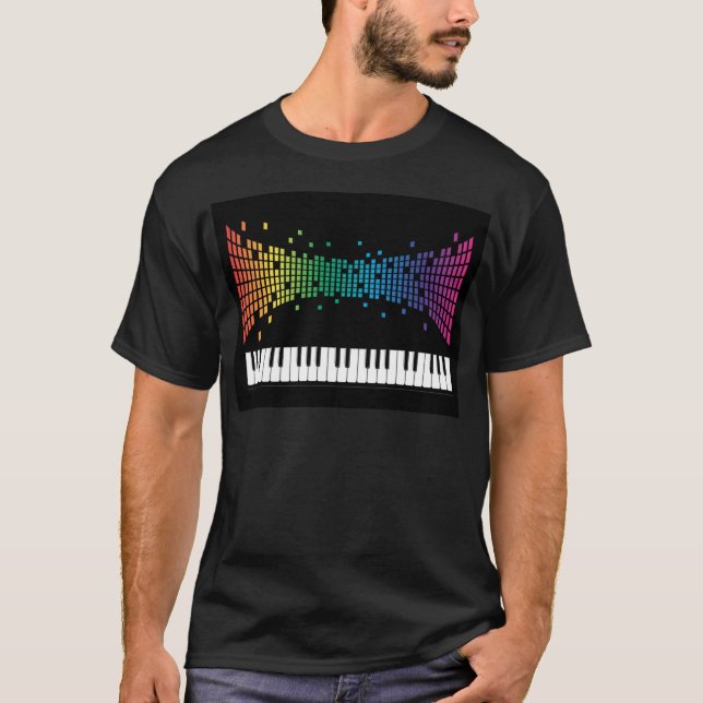 T-shirt Clavier instrumental piano de musique multicolore (Devant)