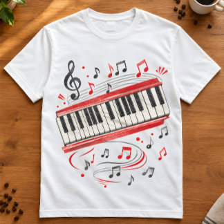 T-shirt Clavier Piano Art "Touches de clavier" Musiciens