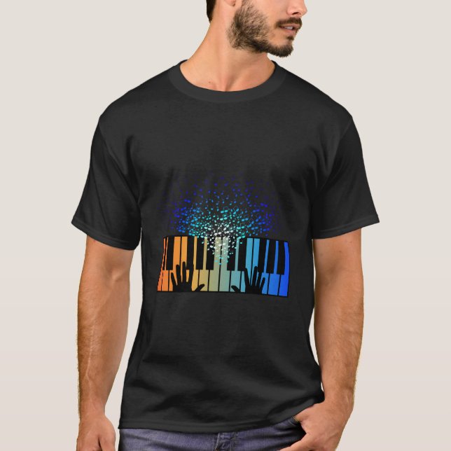 T-shirt Clavier Piano Player Musicien Clavier (Devant)