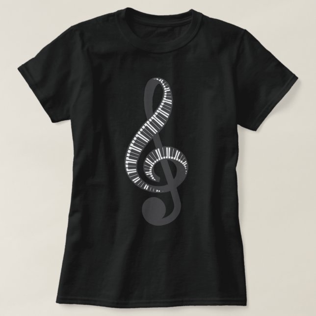 T-shirt Clavier Piano Treble Clef Music Note Musique G (Design devant)