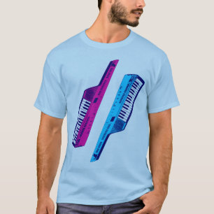 T-shirt Clavier rose et bleu Vintage des années 80