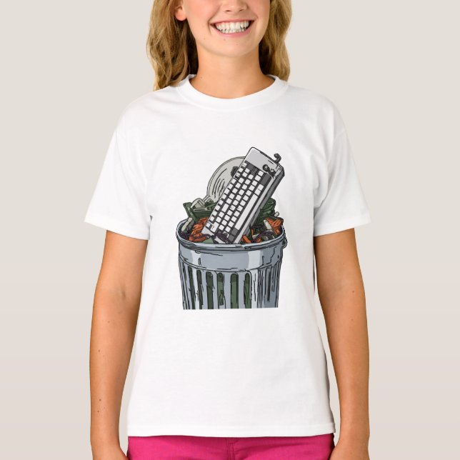 T-shirt Clavier sur poubelle (Devant)