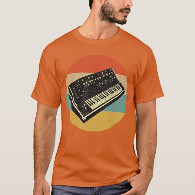 T-shirt Clavier Synthétiseur Modulaire Rétro Analogique (Devant)