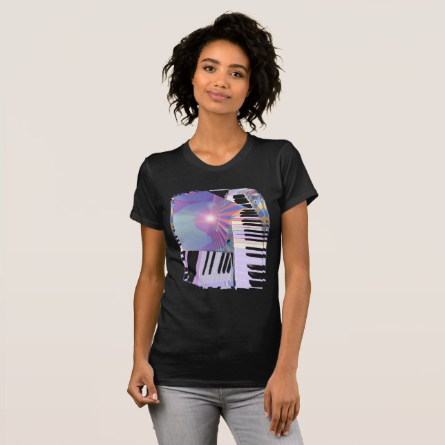 T-shirt Claviers et rayures abstraits (Devant entier)