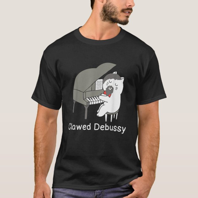 T-shirt Clawed Debussy Cat Piano Classical Music Composer  (Devant)