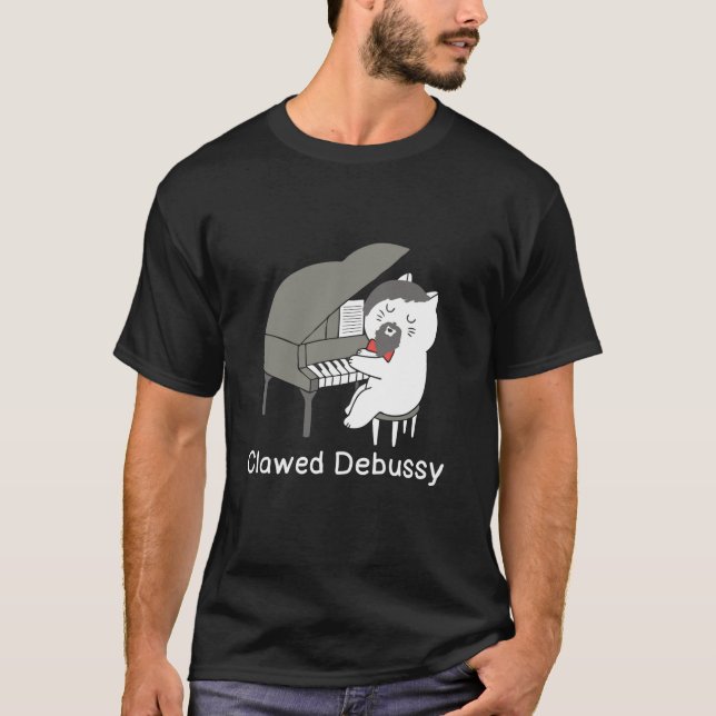 T-shirt Clawed Debussy Cat Piano Classical Music Composer (Devant)