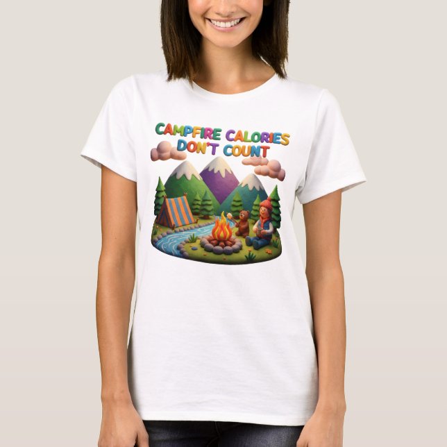 T-shirt Clay Art “Campfire Calories Don’t Count” Scene (Devant)