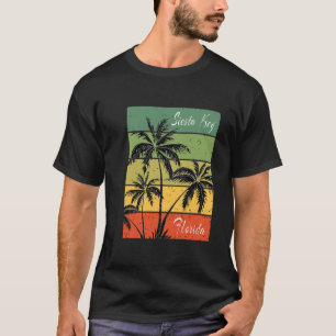T-shirt Clé de Siesta Floride Plage Coucher de soleil Vint