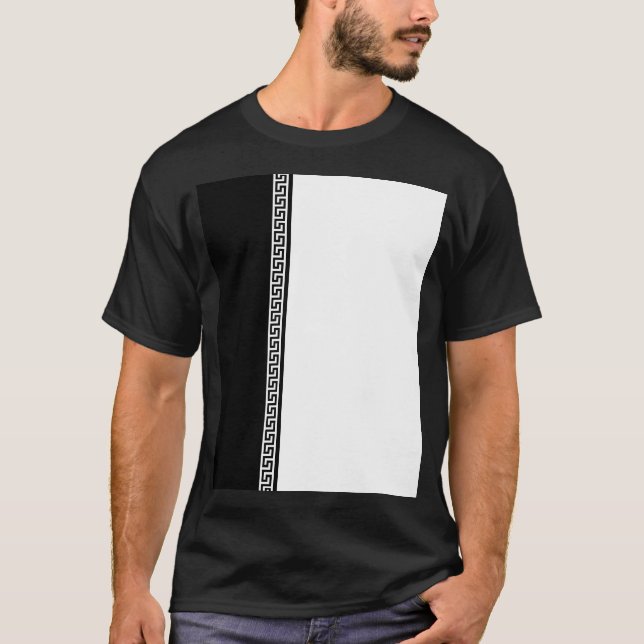 T-shirt Clé grecque verticale - Noir et blanc (Devant)