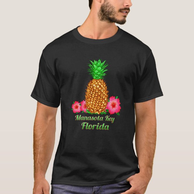 T-shirt Clé Manasota Floride Ananas Floral (Devant)