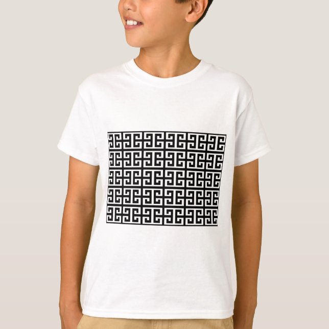 T-shirt clé noire blanche grecque (Devant)