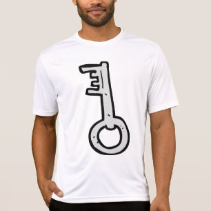 T-shirt Clé squelette vintage dessinée à la main argent an