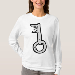 T-shirt Clé squelette vintage dessinée à la main argent an