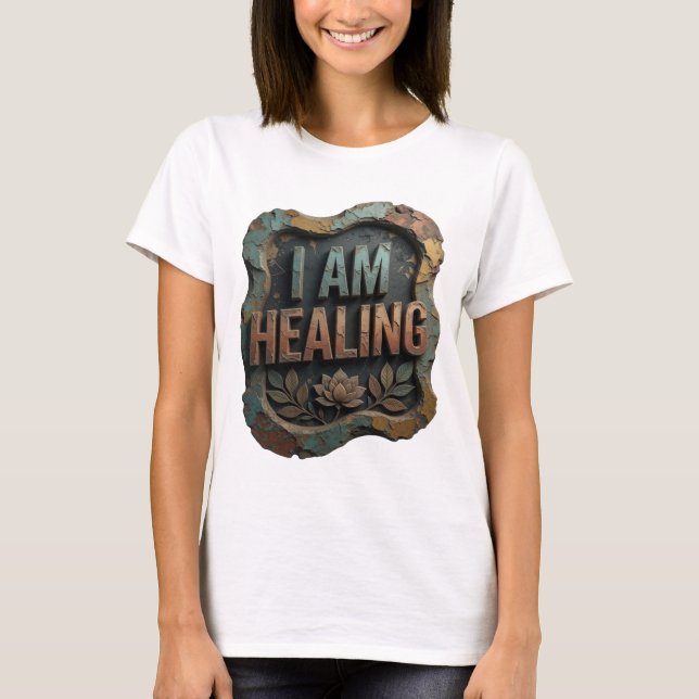 T-shirt Clean Orange slogan I AM HEALING (Devant)
