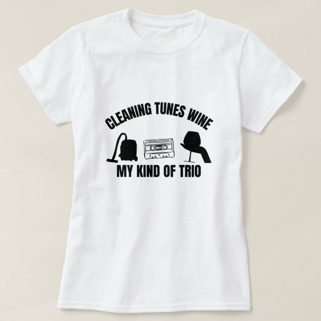 T-shirt Cleaning Tunes Wine My Kind of Trio (Design devant)