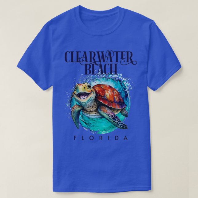 T-shirt Clearwater Beach Floride Aquarelle Joyeuse tortue  (Design devant)