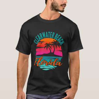 T-shirt Clearwater Beach Floride Palm Tree Island Pink Sun