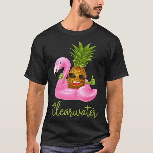 T-shirt Clearwater Florida Beach Tropical  Flamingo Pineap (Devant)