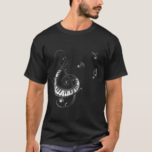 T-shirt Clef avec piano et notes de musique Musicien et Si