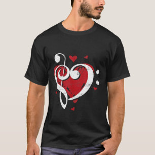 T-shirt Clef Bass Heart Love Musicien d'instrument de musi
