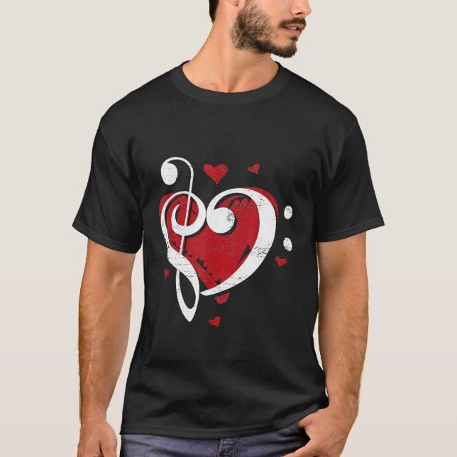 T-shirt Clef Bass Heart Love Musicien d'instrument de musi (Devant)