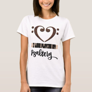 T-shirt Clef de Fa Musical Cœur J'adore Jouer de ma Psalte