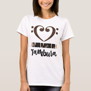 T-shirt Clef de Fa Musical Cœur J'adore Jouer de ma Tambur