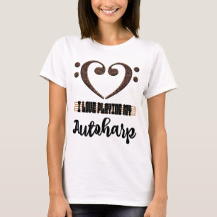 T-shirt Clef de Fa Musical Cœur J'adore Jouer de mon Autoh