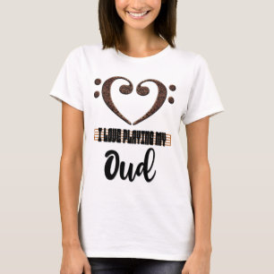 T-shirt Clef de Fa Musical Cœur J'adore Jouer de mon Oud