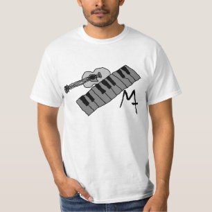 T-shirt clés de piano et pièce en t de valeur de guitare